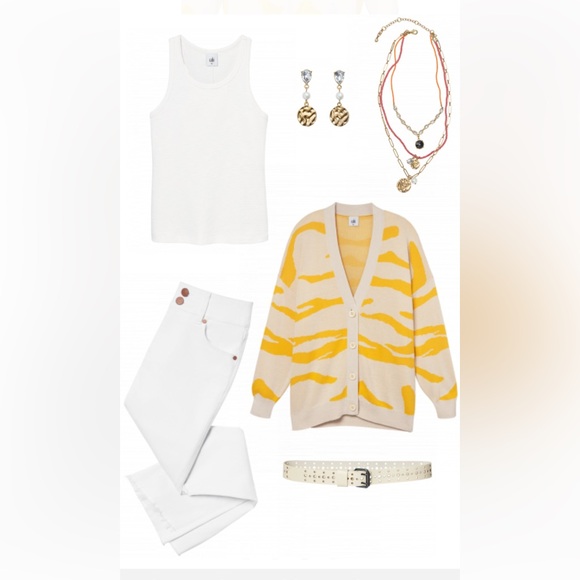 Cabi Roar Cardigan, Size Small, Yellow/Cream - Picture 5 of 10